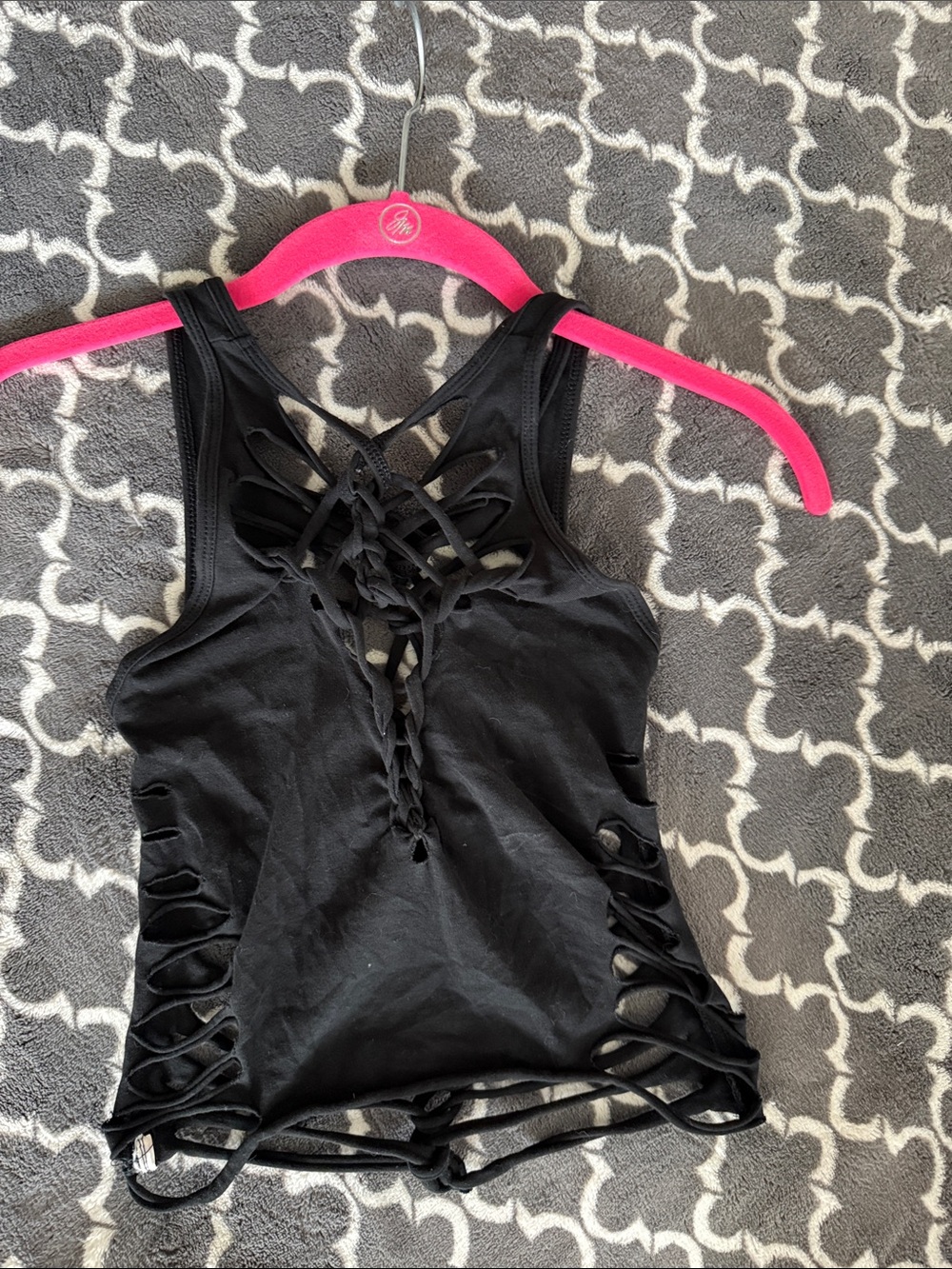 Black Lace-Up Tank Top